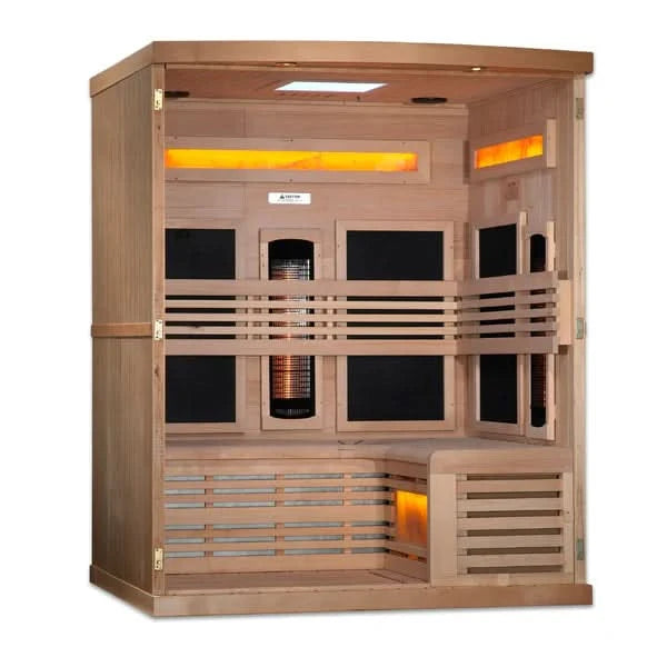 Golden Designs Saunas Golden Designs Reserve Edition 3 Person Near Zero EMF Full Spectrum with Himalayan Salt Bar (GDI-8230-01)