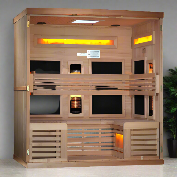 Golden Designs Saunas Golden Designs Reserve Edition 6 Person Near Zero EMF Full Spectrum with Himalayan Salt Bar (GDI-8260-01)