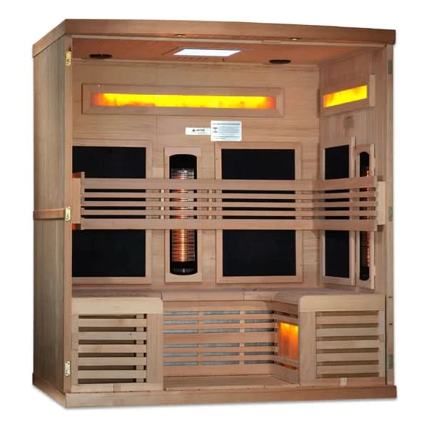 Golden Designs Saunas Golden Designs Reserve Edition 6 Person Near Zero EMF Full Spectrum with Himalayan Salt Bar (GDI-8260-01)