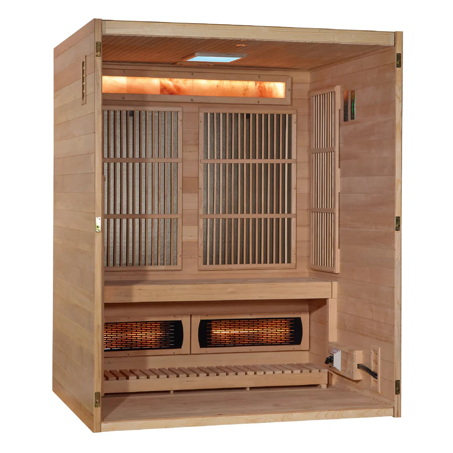 Golden Designs Saunas Golden Designs 2025 Soria 3 Person Hybrid Sauna (Indoor) Full Spectrum and Harvia Traditional Stove (GDI-8330-01)