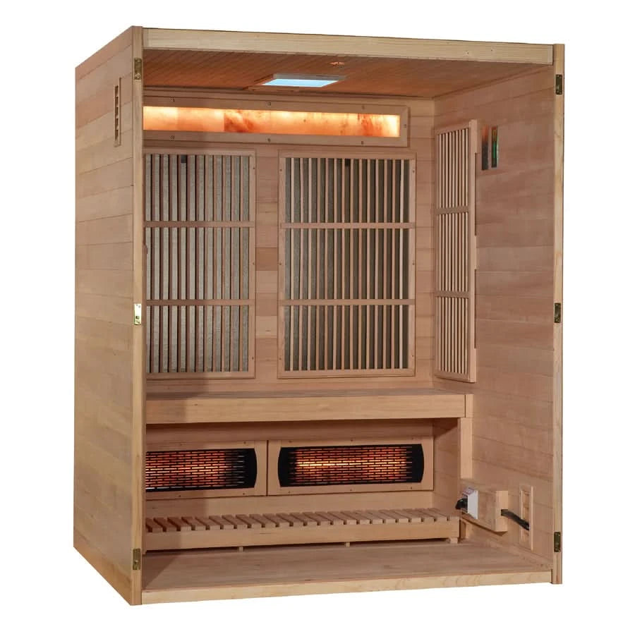 Golden Designs Saunas Golden Designs 2025 Soria 3 Person Hybrid Sauna (Indoor) Full Spectrum and Harvia Traditional Stove (GDI-8330-01)