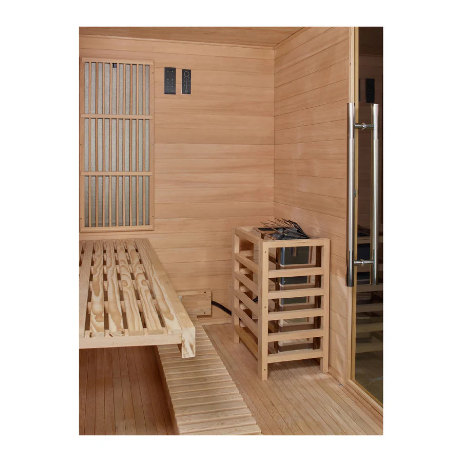 Golden Designs Saunas Golden Designs 2025 Soria 3 Person Hybrid Sauna (Indoor) Full Spectrum and Harvia Traditional Stove (GDI-8330-01)