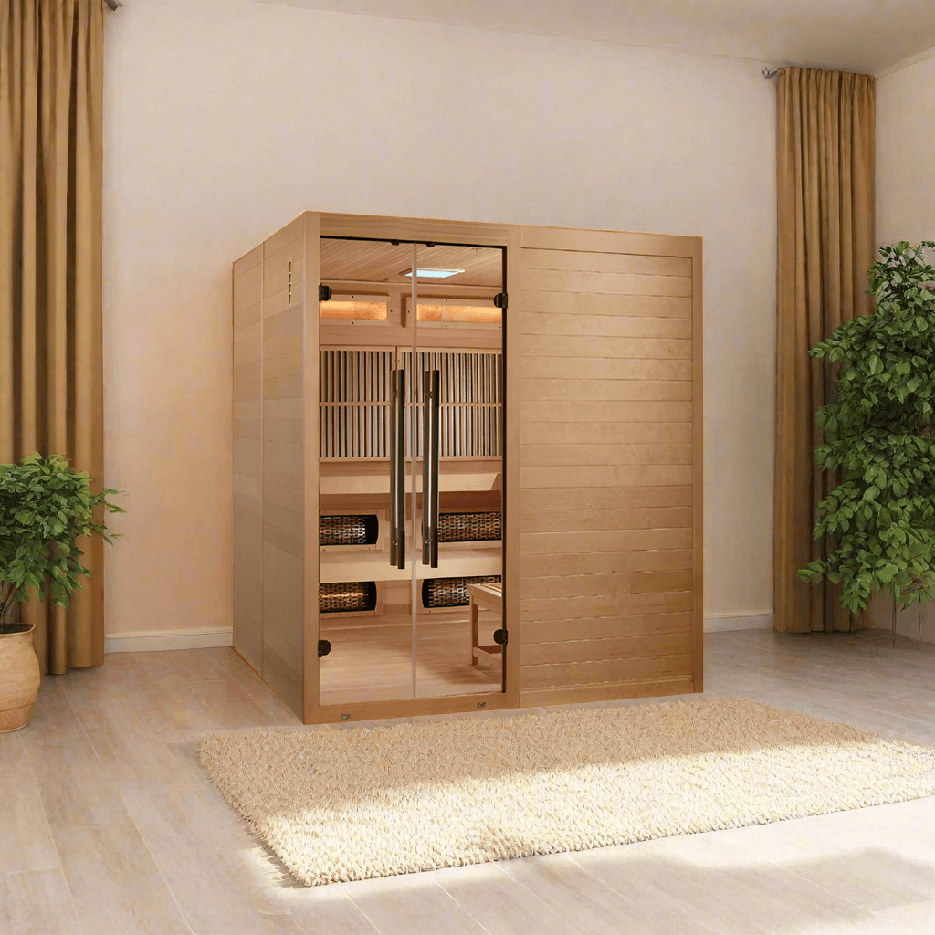 Golden Designs Saunas Golden Designs 2025 Toledo 6 Person Hybrid Sauna (Indoor) Full Spectrum and Harvia Traditional Stove (GDI-8360-01)