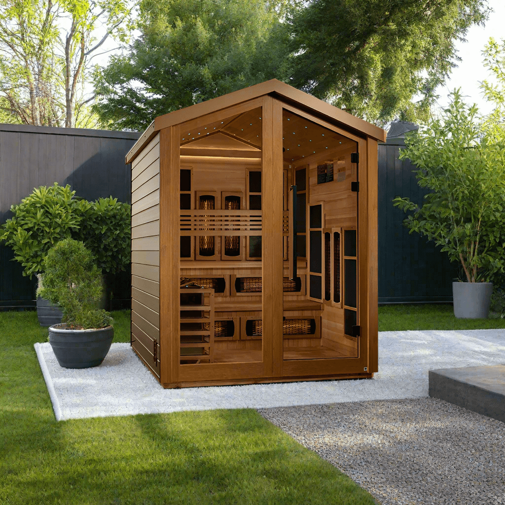 Golden Designs Saunas Golden Designs Kaskinen 6 Person Barn Hybrid Full Spectrum IR Outdoor Sauna (GDI-8526-01)