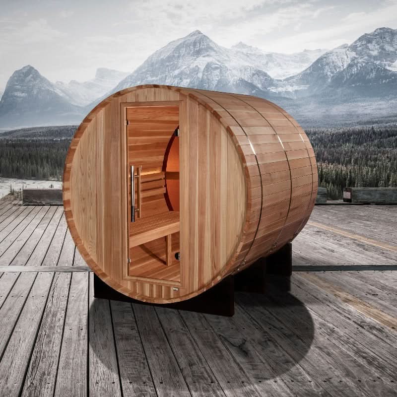 Golden Designs Saunas Golden Designs Zurich 4 Person Barrel with Bronze Privacy View Traditional Sauna (GDI-B024-01)