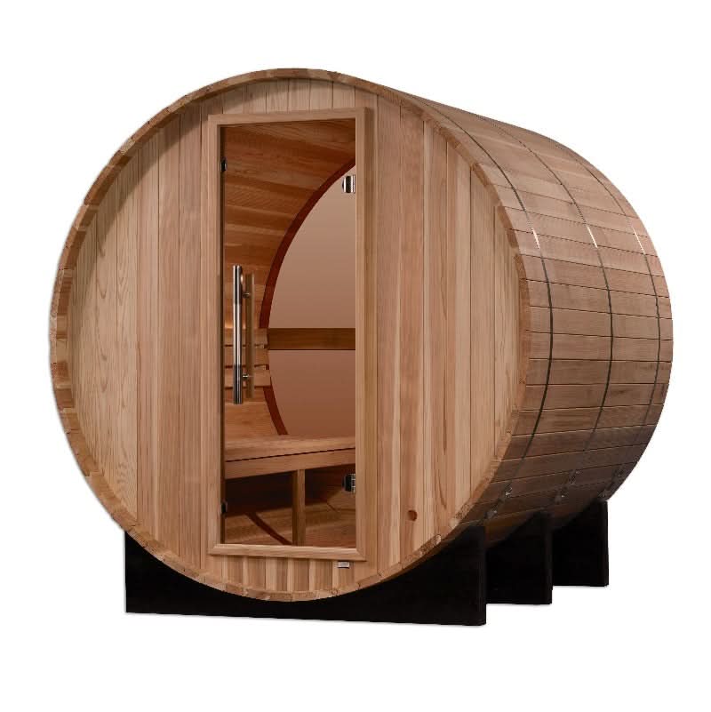 Golden Designs Saunas Golden Designs Zurich 4 Person Barrel with Bronze Privacy View Traditional Sauna (GDI-B024-01)