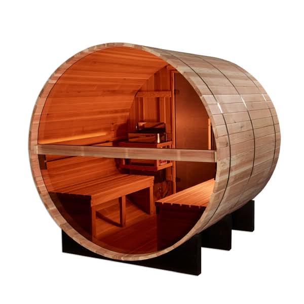 Golden Designs Saunas Golden Designs Zurich 4 Person Barrel with Bronze Privacy View Traditional Sauna (GDI-B024-01)