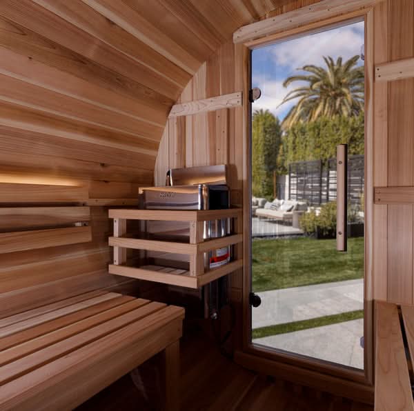 Golden Designs Saunas Golden Designs Zurich 4 Person Barrel with Bronze Privacy View Traditional Sauna (GDI-B024-01)