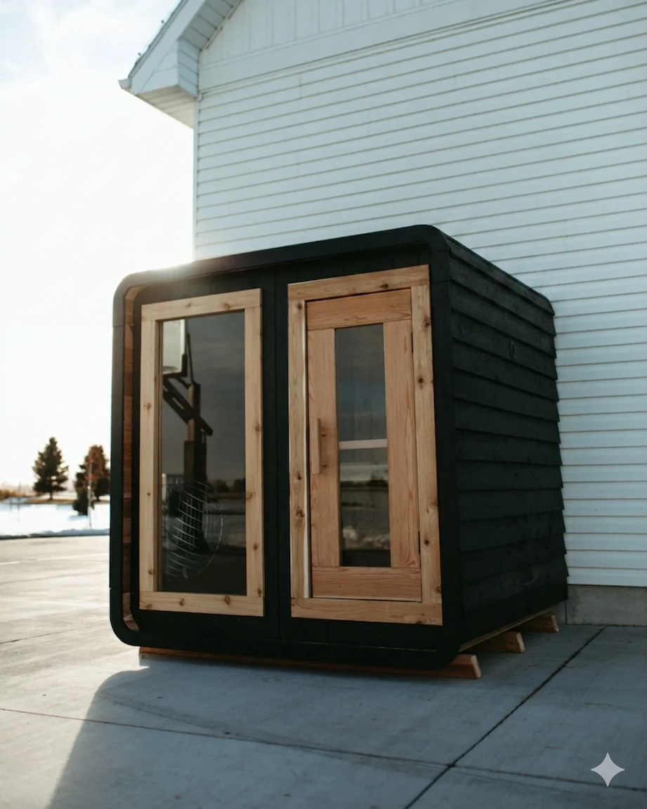Sweat Kingdom Saunas Sweat Kingdom The Sweat Cabin 4 Person Traditional Outdoor-Indoor Sauna Blackout Edition