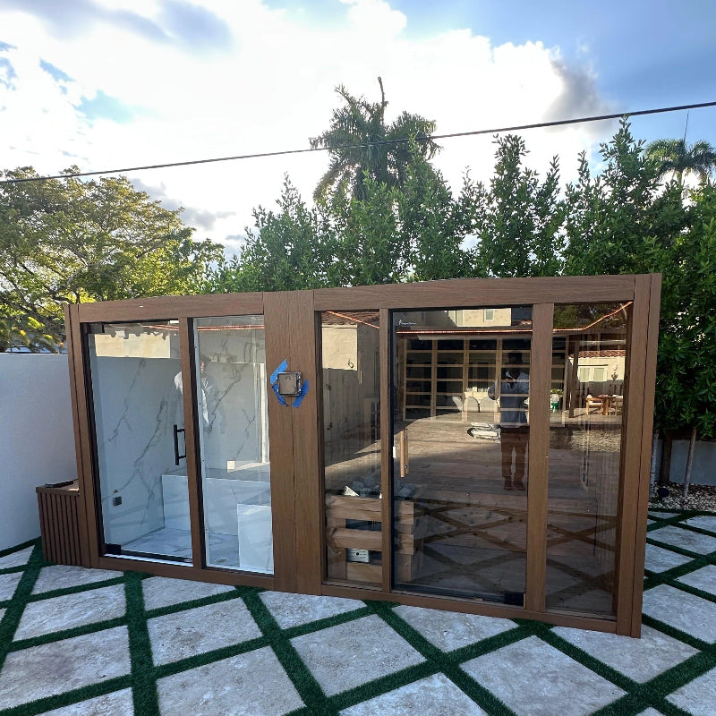 GeyserSteam Saunas GeyserSteam Nova 4-6 Person Indoor/Outdoor Traditional Sauna & Steam Room Dual Cabin