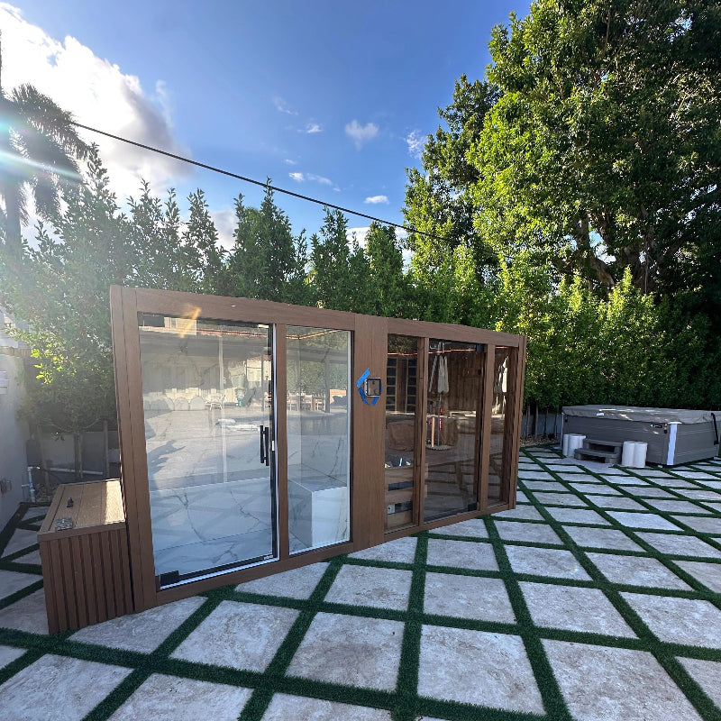 GeyserSteam Saunas GeyserSteam Nova 4-6 Person Indoor/Outdoor Traditional Sauna & Steam Room Dual Cabin