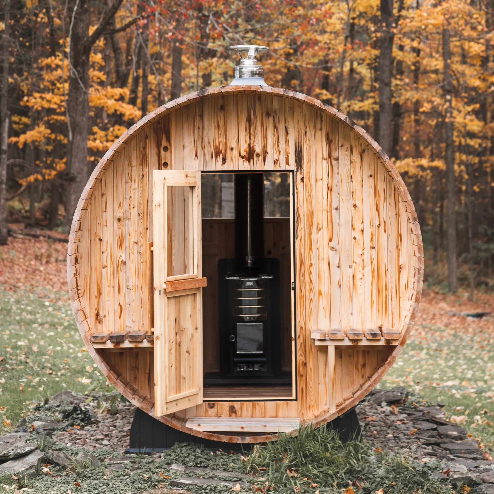 Almost Heaven Saunas Almost Heaven Grandview 4-6 person Canopy Barrel Sauna