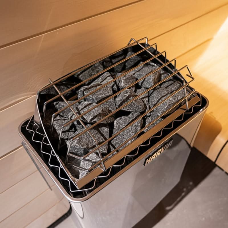 Harvia Heater on a wooden surface