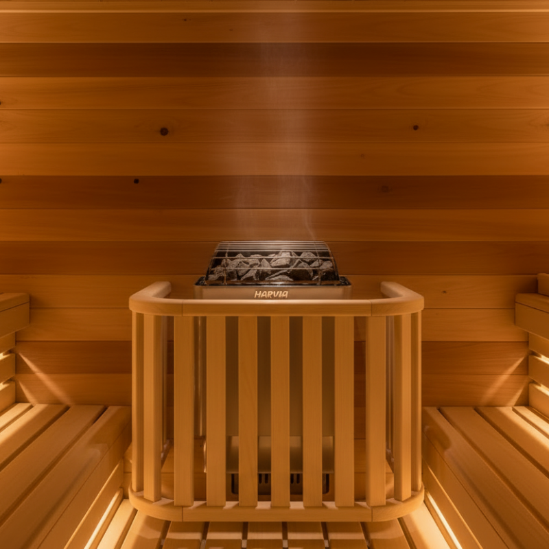 Harvia Heaters Harvia KIP80W 8kW Electric Sauna Heater in a Wooden Sauna