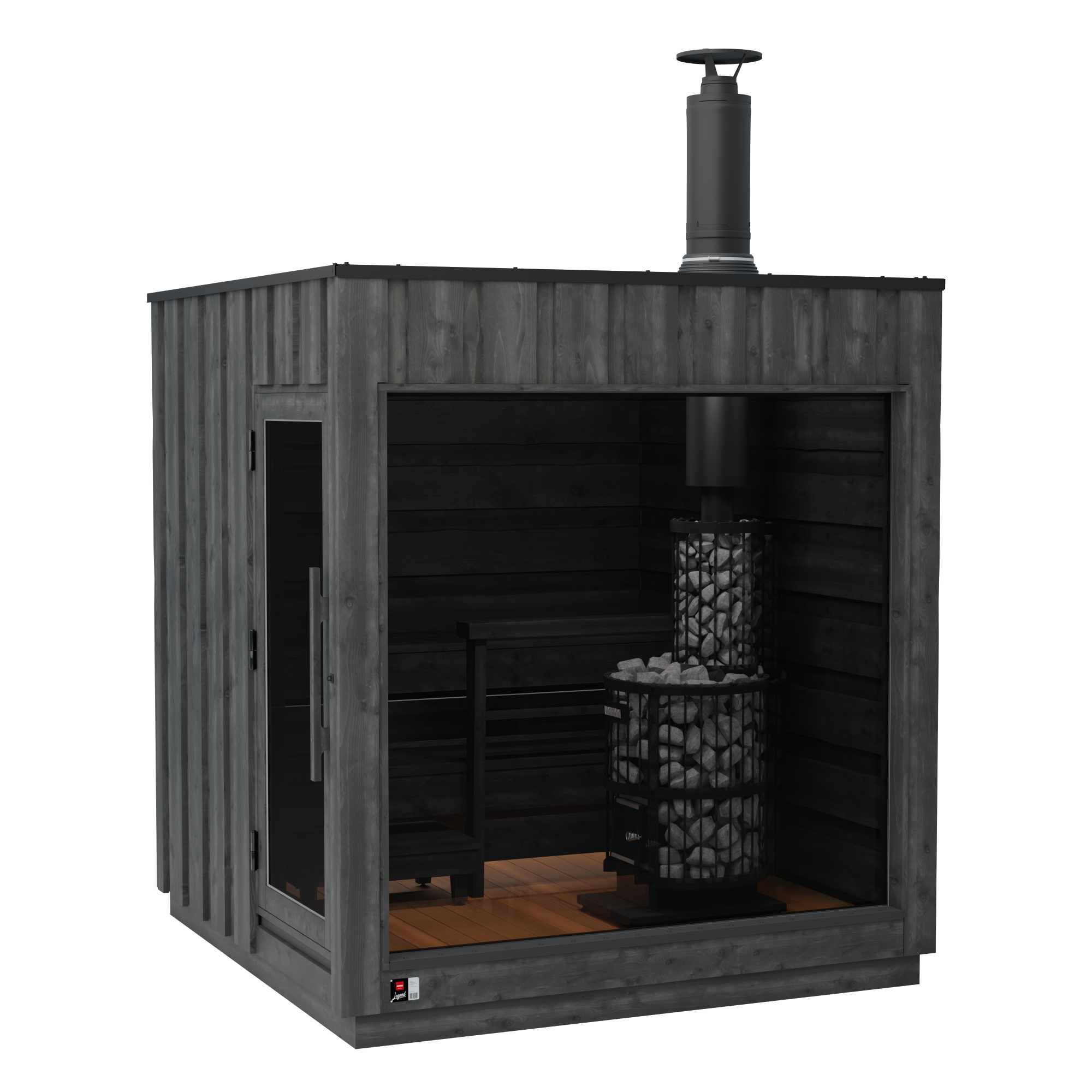 Harvia Legend Sauna with Heater inside and Chimney