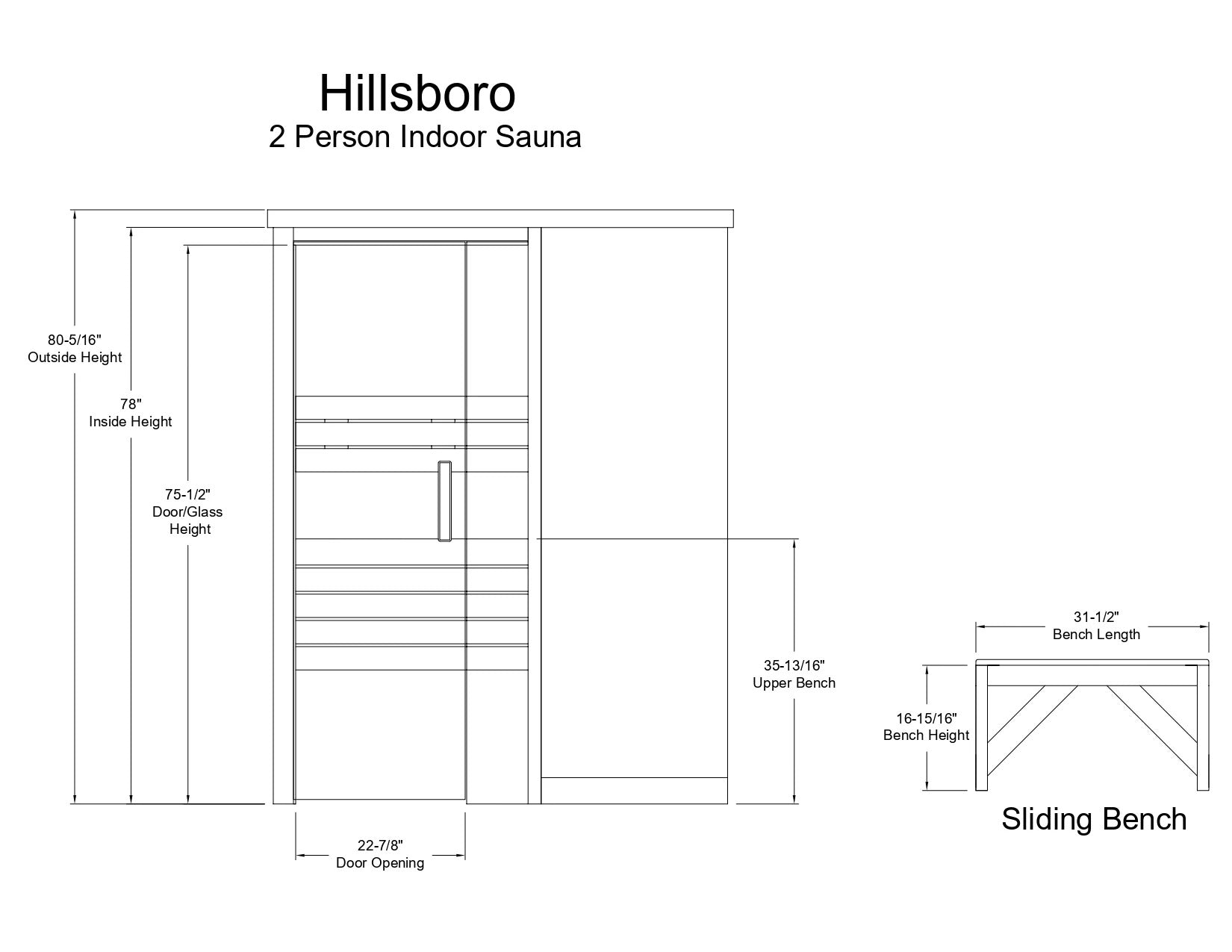 Almost Heaven Saunas Almost Heaven Hillsboro 2 Person Indoor Sauna
