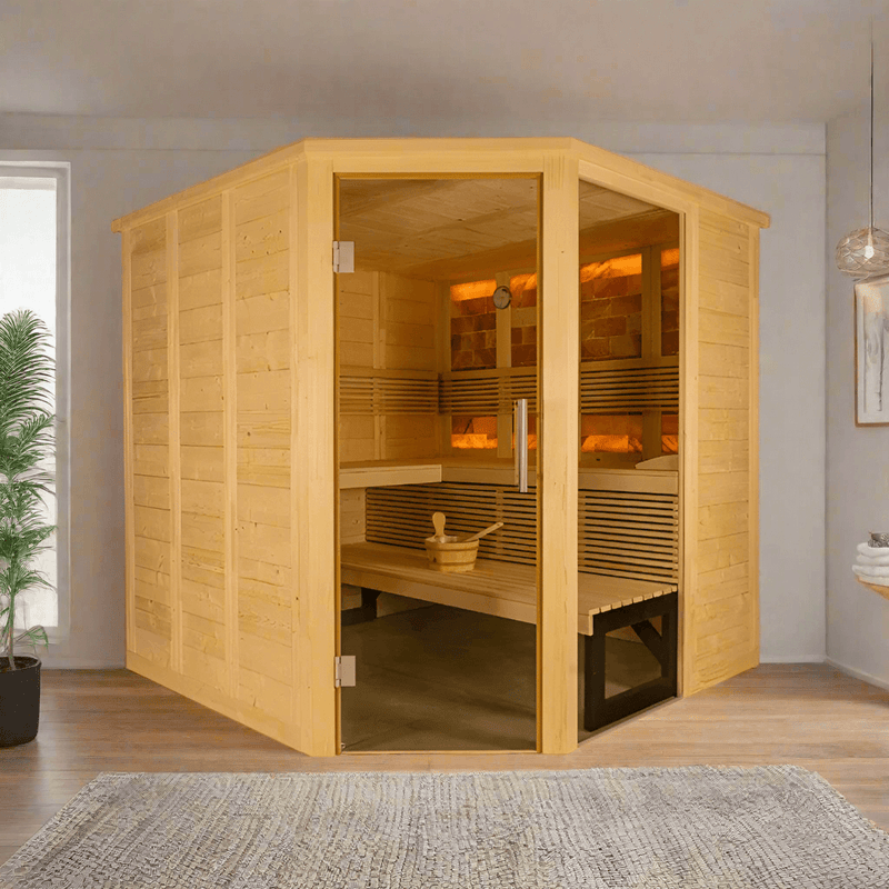 Almost Heaven Saunas Almost Heaven Indoor Himalaya Corner 6 Person Indoor Sauna