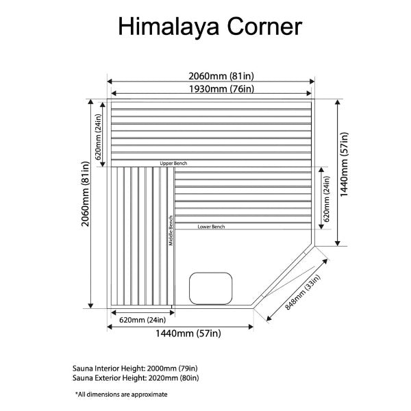 Almost Heaven Saunas Almost Heaven Indoor Himalaya Corner 6 Person Indoor Sauna