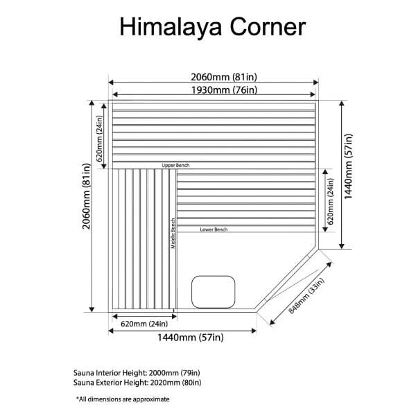 Almost Heaven Saunas Almost Heaven Indoor Himalaya Corner 6 Person Indoor Sauna