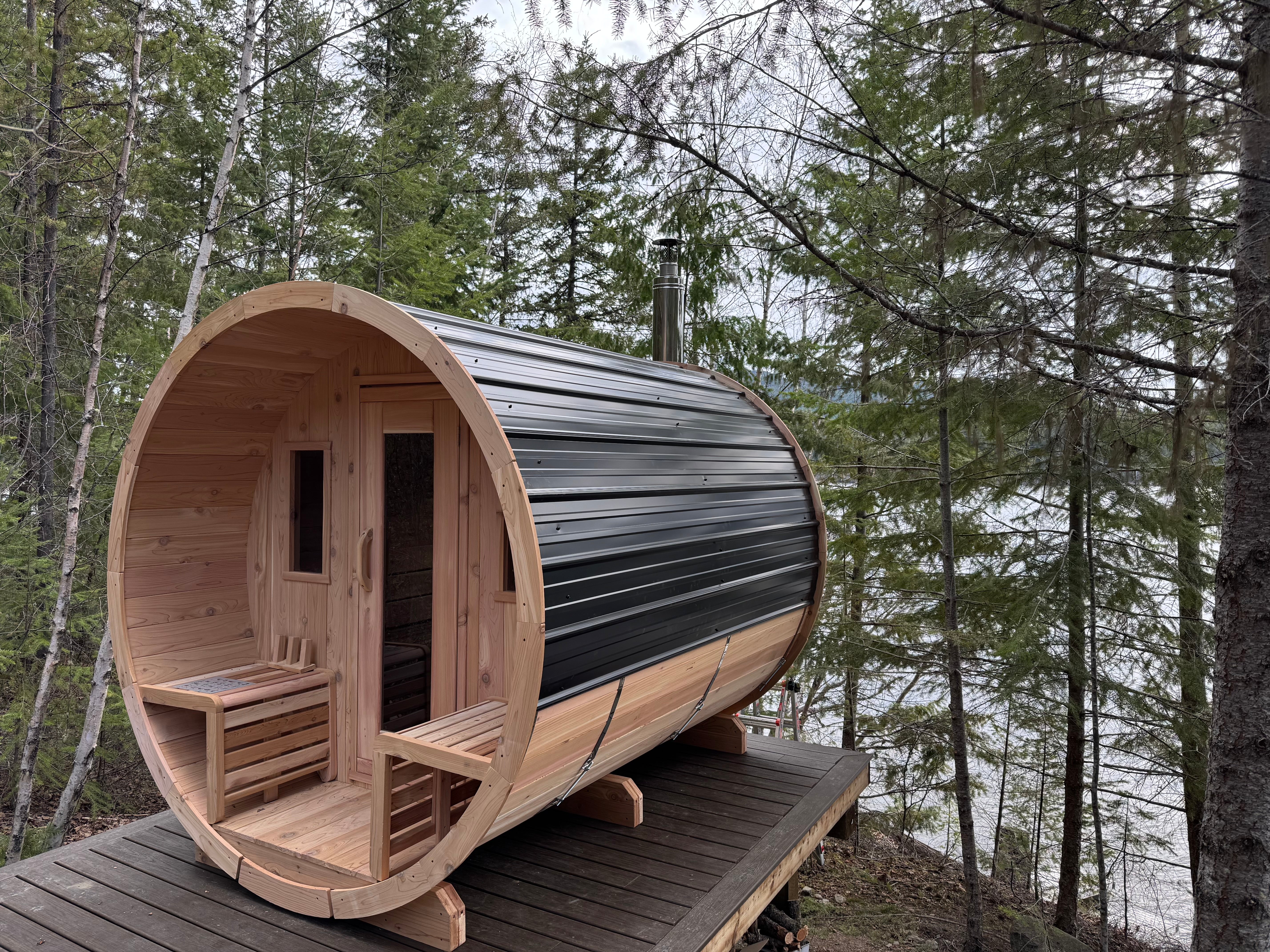 True North Saunas Saunas True North Canadian Made 4-6 Person 8' Long Outdoor Traditional Barrel Sauna