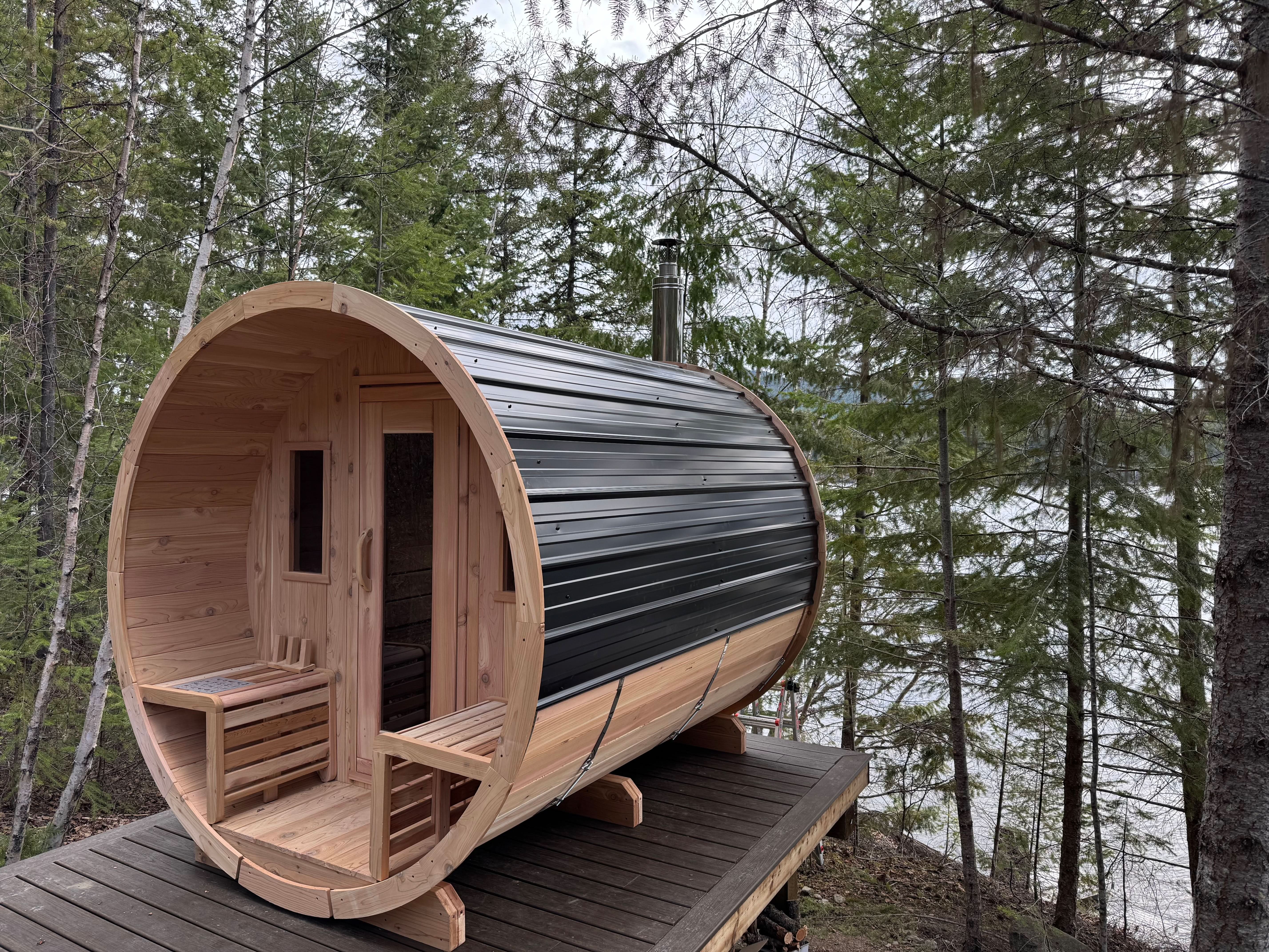 True North Saunas Saunas True North Canadian Made 4-6 Person 8' Long Outdoor Traditional Barrel Sauna
