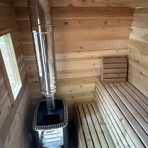 True North Saunas Saunas True North Canadian Made Quattro 4-5 Person Outdoor Traditional Cedar Cube Sauna