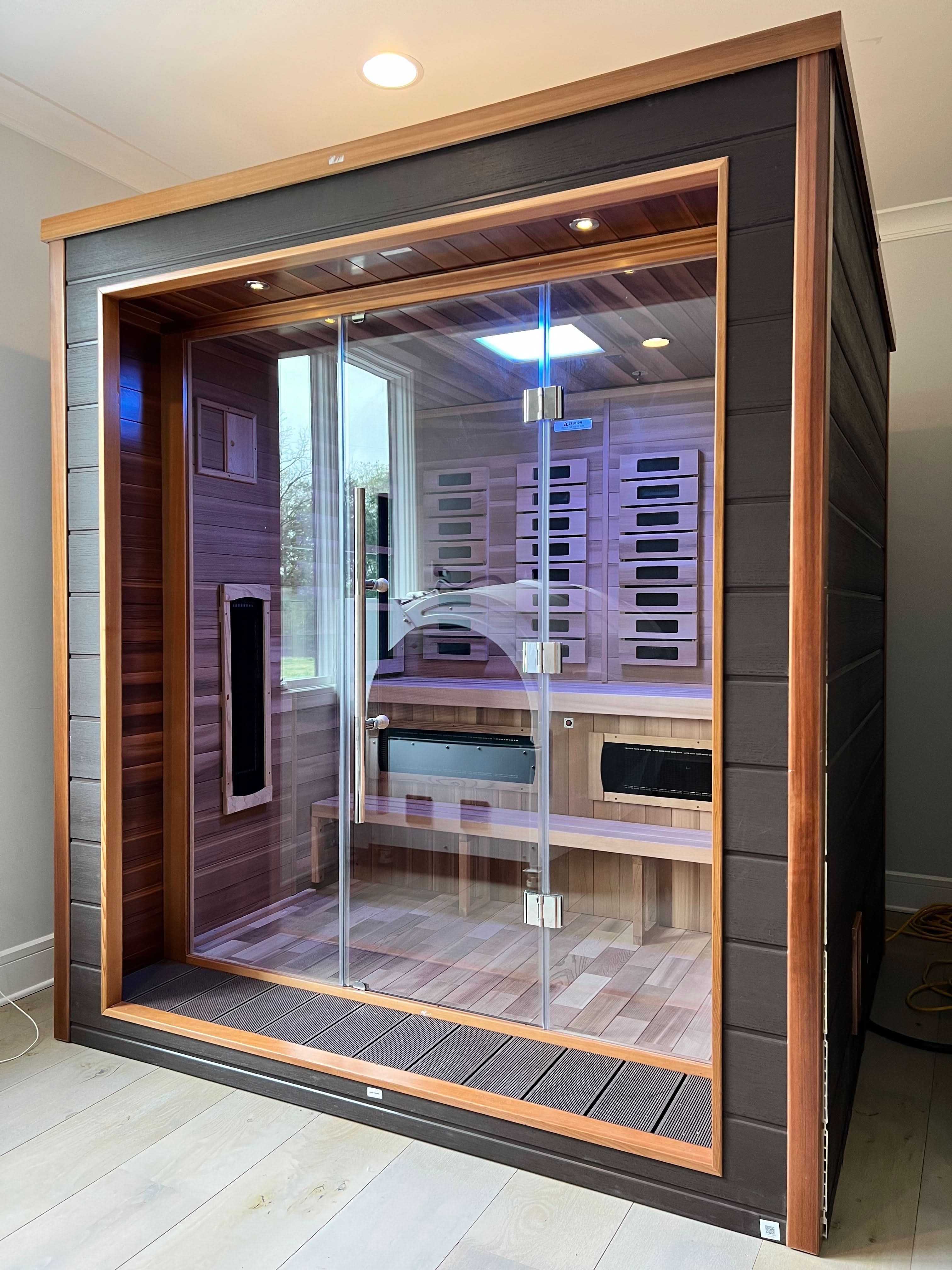 Golden Designs Saunas Golden Designs Visby 3 Person Outdoor-Indoor PureTech™ Hybrid Full Spectrum Sauna (GDI-8223-01)