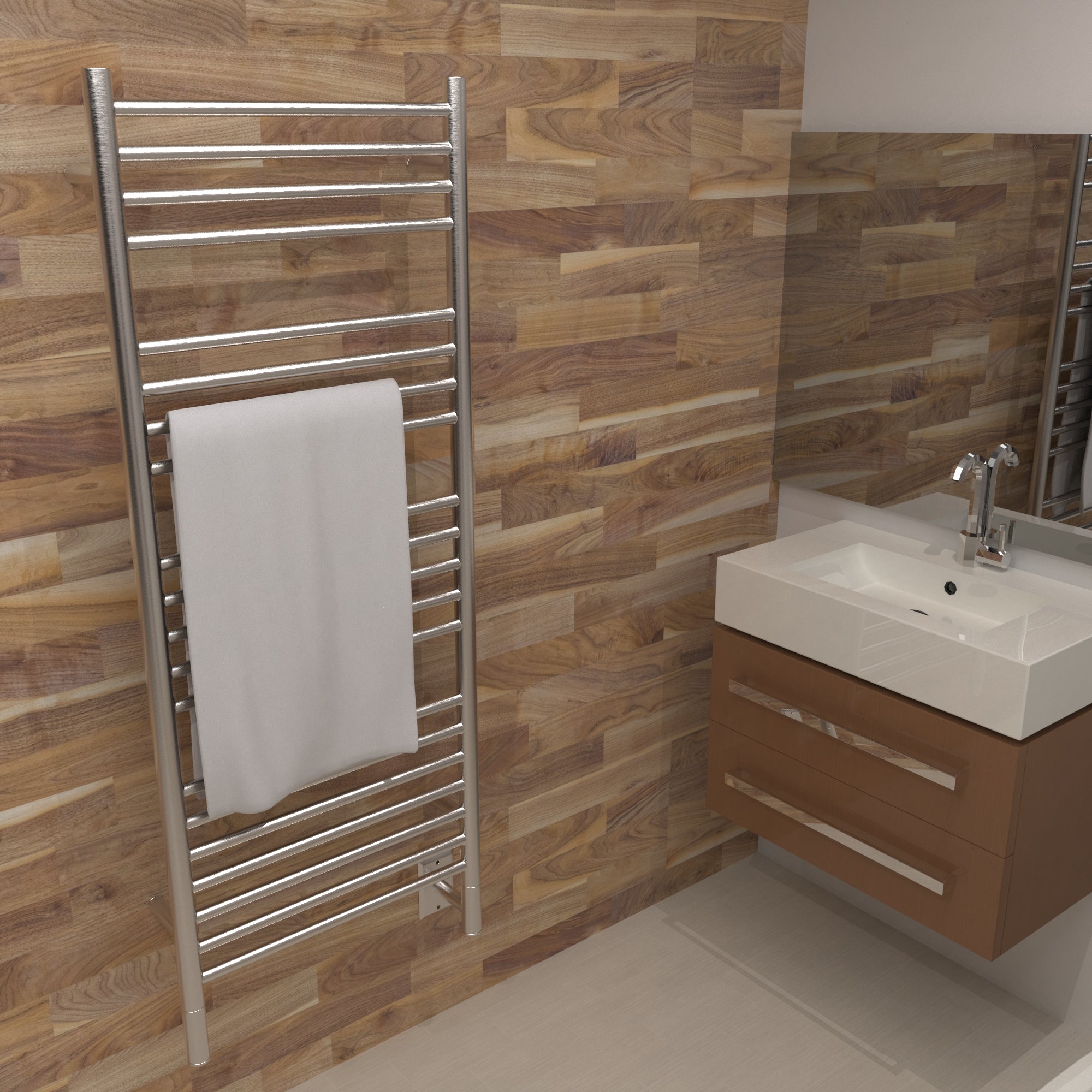 Amba Jeeves D-STRAIGHT Heated Towel Rack - My Sauna World