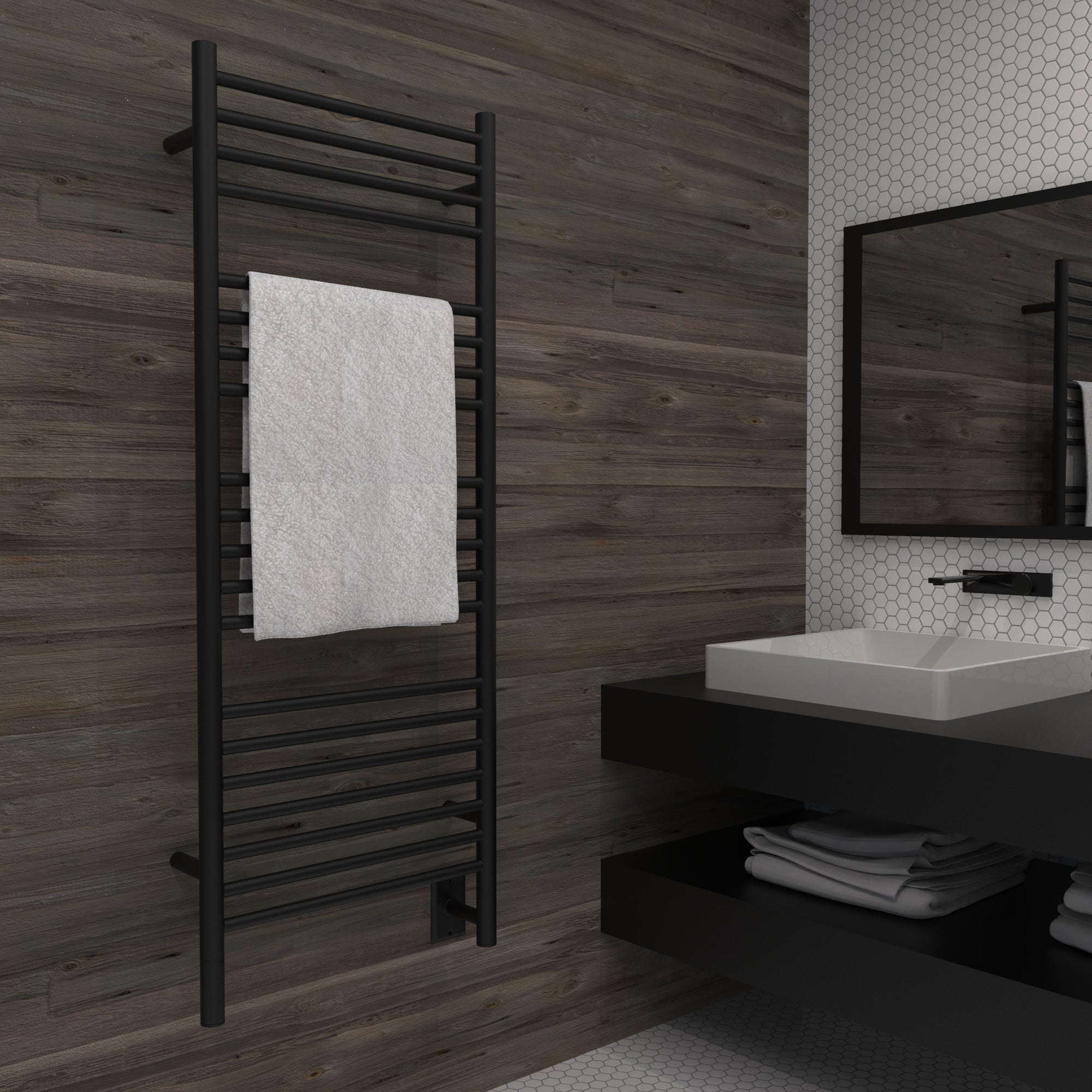 Amba Jeeves D-STRAIGHT Heated Towel Rack - My Sauna World