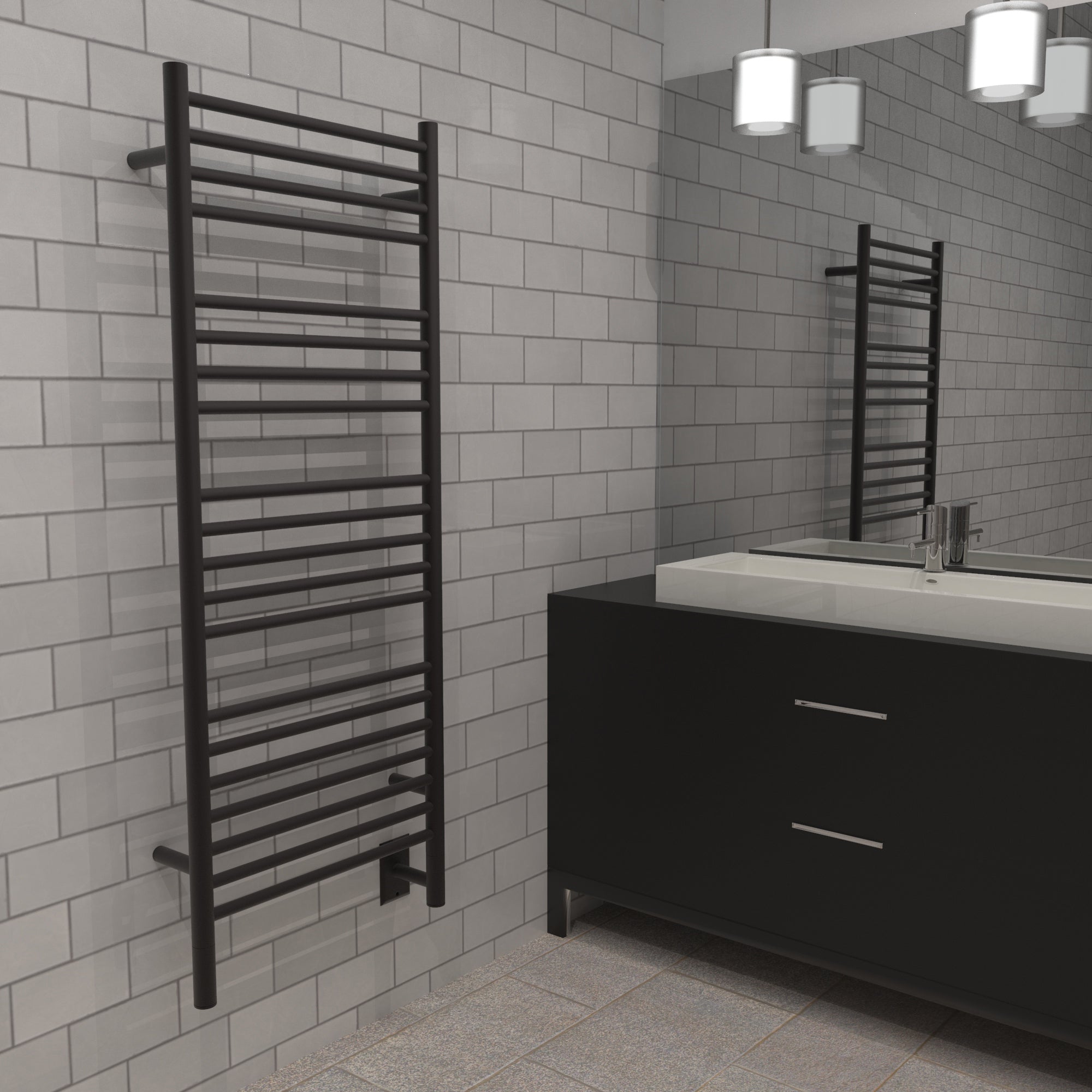 Amba Jeeves D-STRAIGHT Heated Towel Rack - My Sauna World