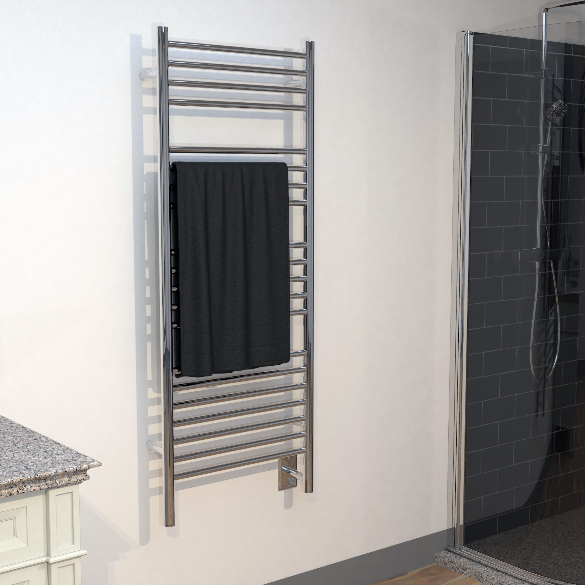 Amba Jeeves D-STRAIGHT Heated Towel Rack - My Sauna World