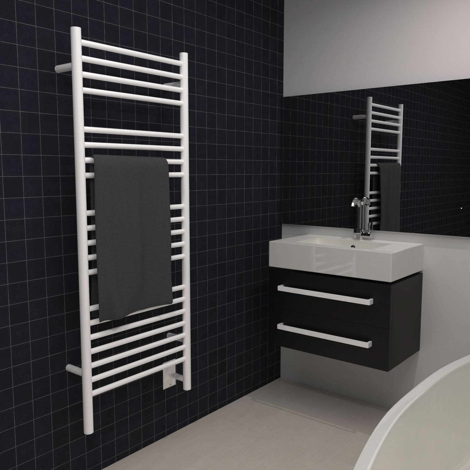 Amba Towel Racks DSW - White Amba Jeeves Model D Straight 20 Bar Hardwired Towel Warmer