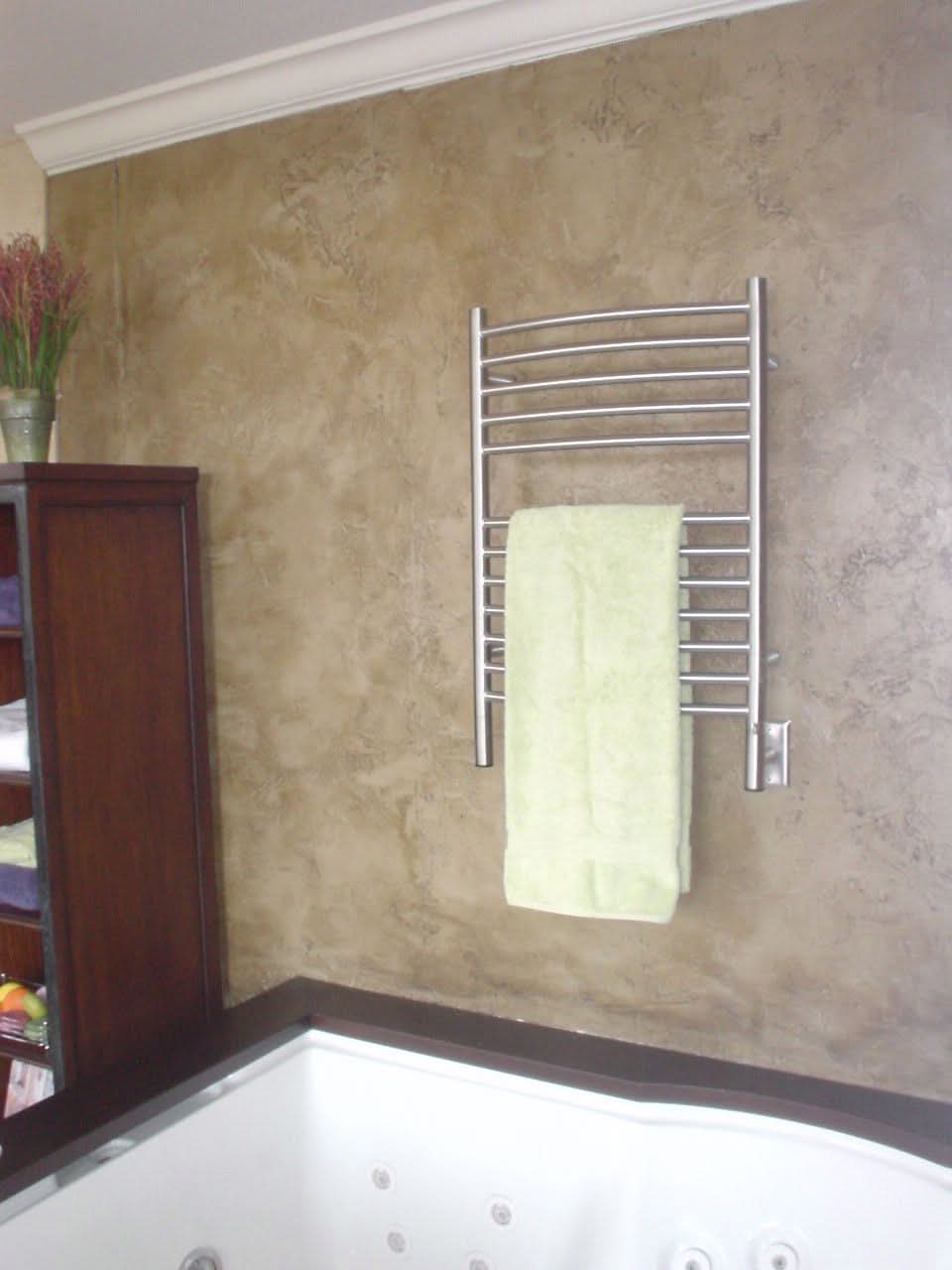 Amba Towel Racks ECB - Brushed Amba Jeeves Model E Curved 12 Bar Hardwired Towel Warmer
