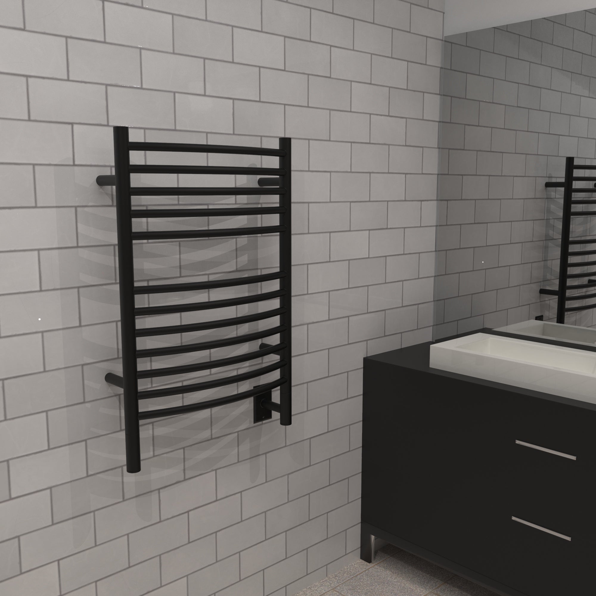 Amba Jeeves E-CURVED Heated Towel Rack - My Sauna World