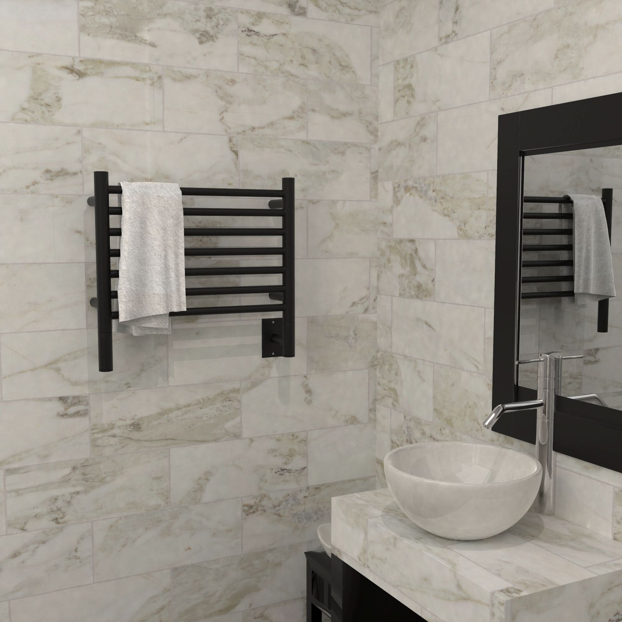 Amba Towel Racks HSMB - Matte Black Amba Jeeves Model H Straight 7 Bar Hardwired Towel Warmer