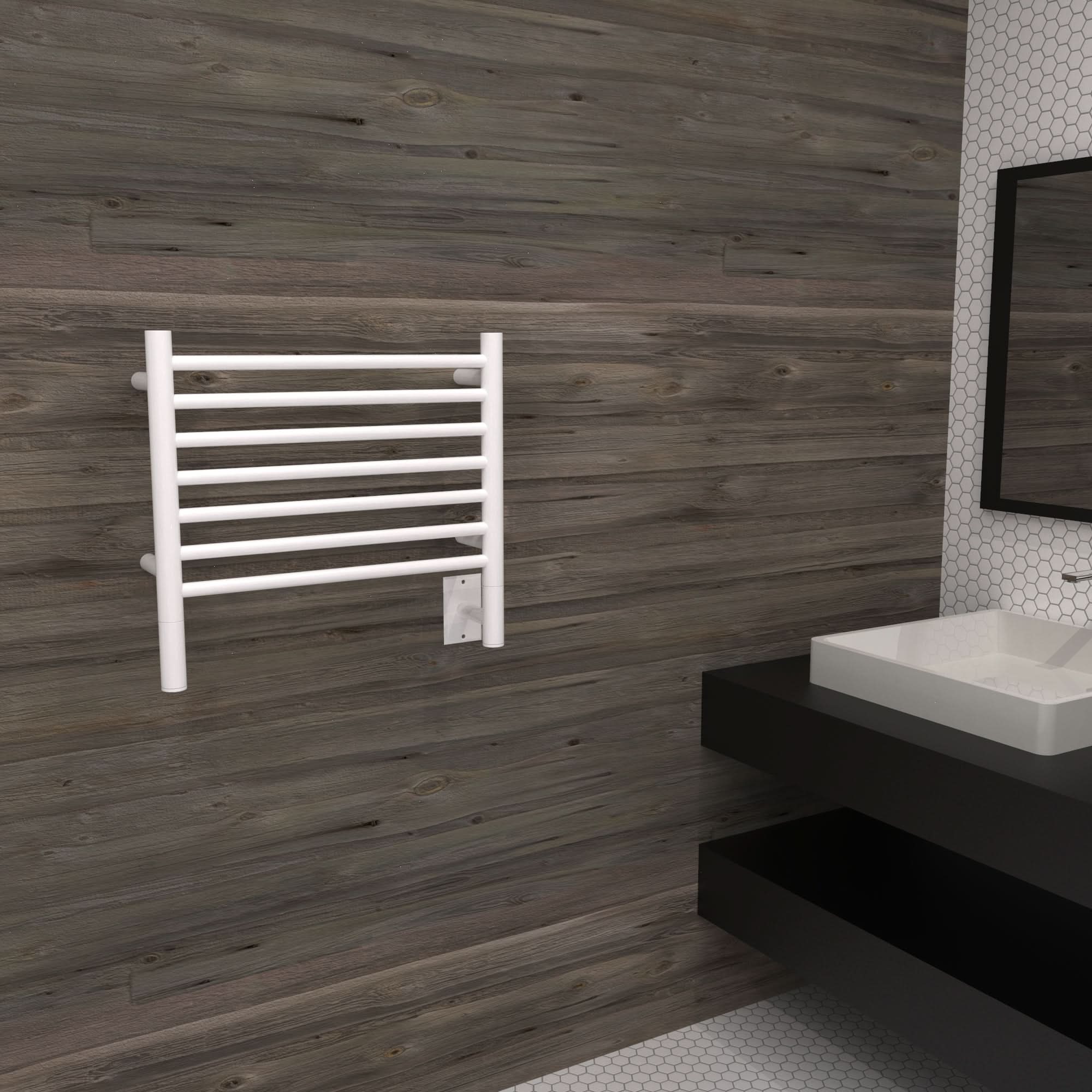 Amba Towel Racks HSW - White Amba Jeeves Model H Straight 7 Bar Hardwired Towel Warmer