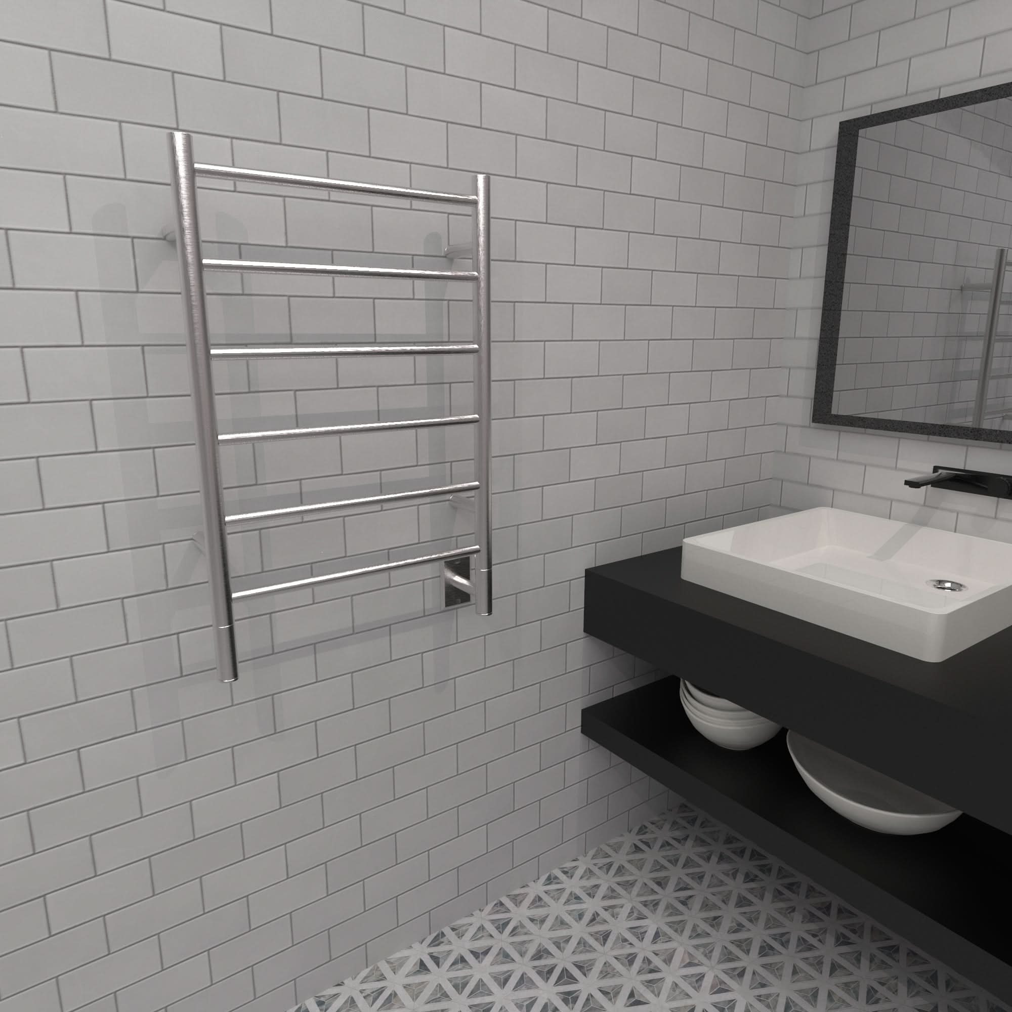 Amba Towel Racks JSB - Brushed Amba Jeeves Model J Straight 6 Bar Hardwired Drying Rack