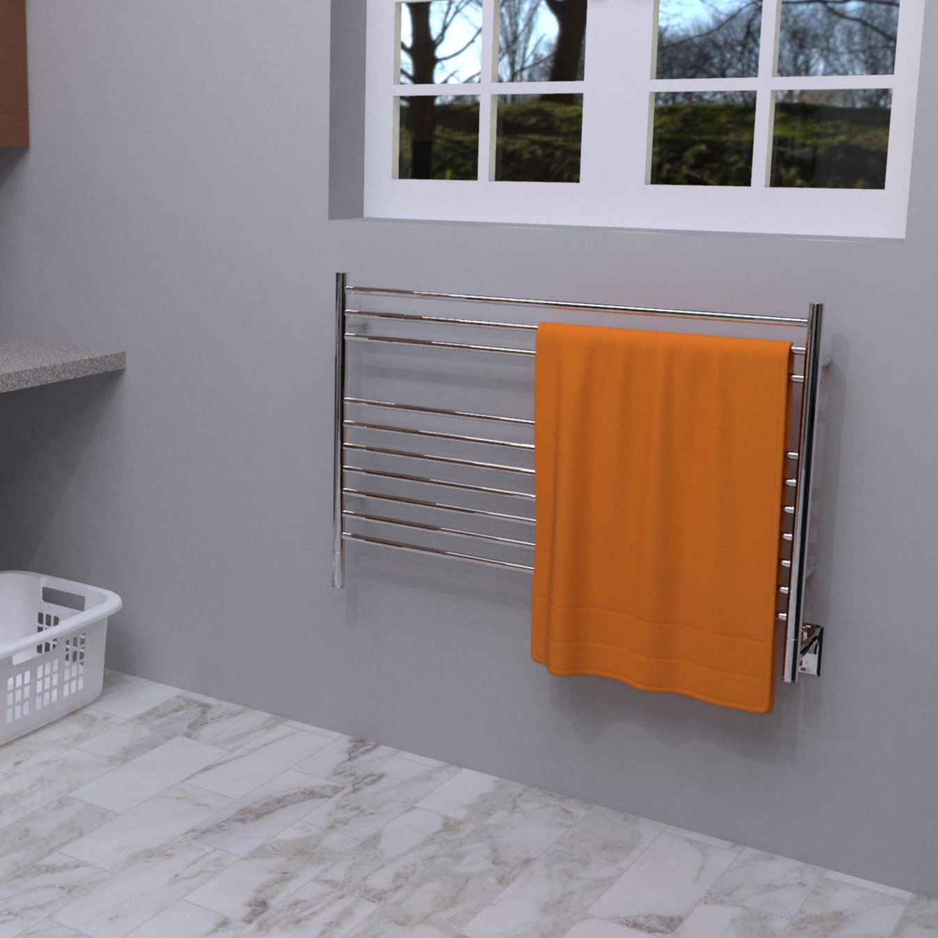 Amba Jeeves Model L Straight 10 Bar Hardwired Towel Warmer - My Sauna World