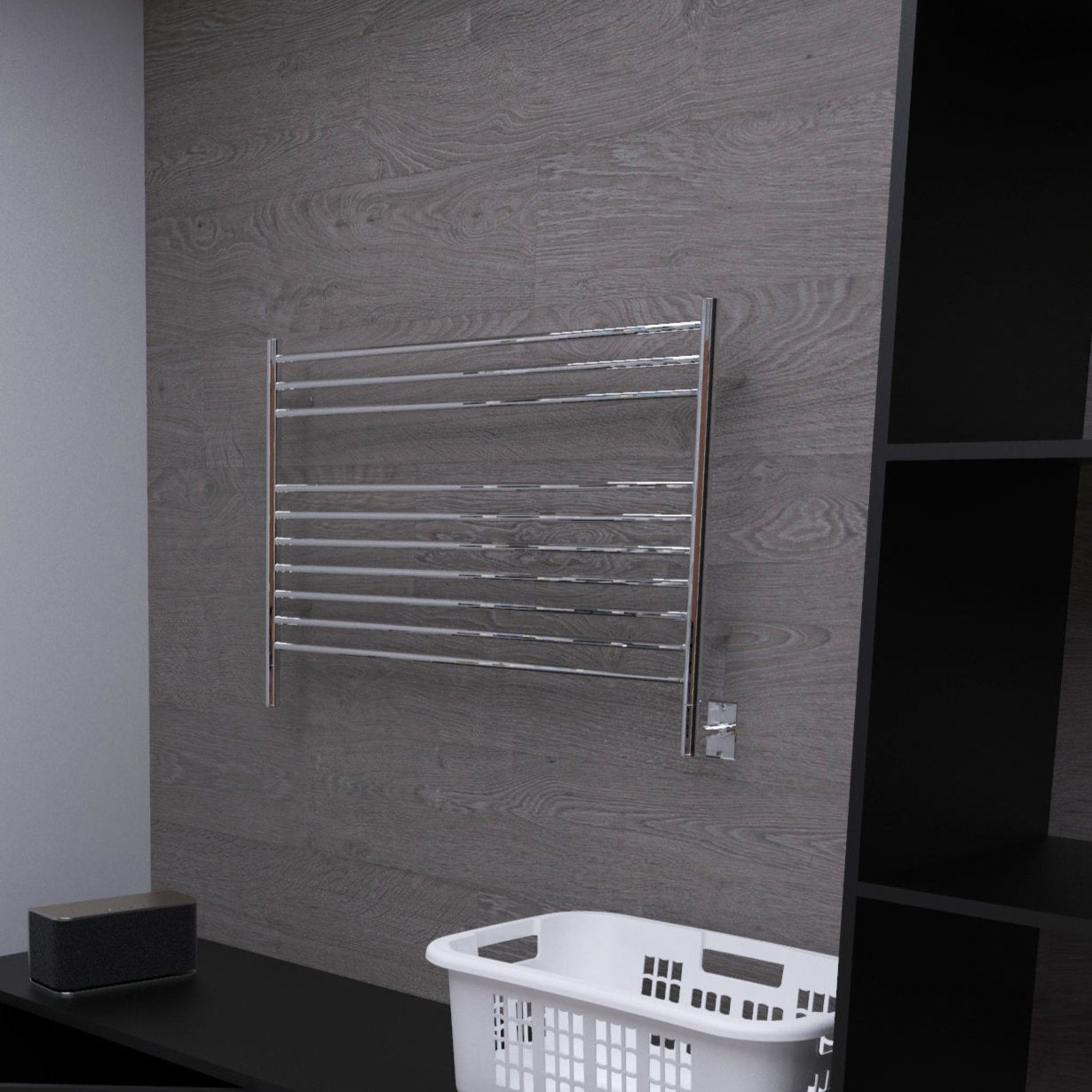 Amba Jeeves Model L Straight 10 Bar Hardwired Towel Warmer - My Sauna World