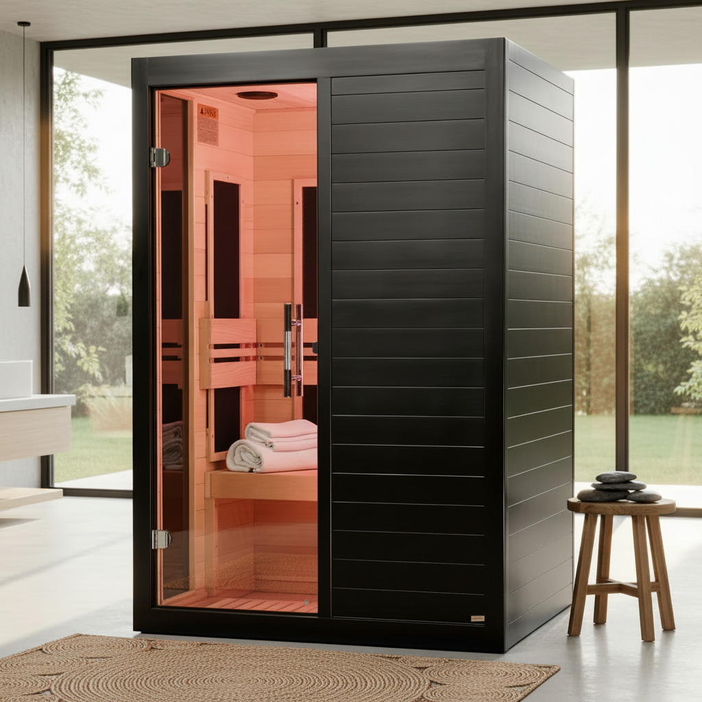 Golden Designs Saunas Golden Designs Dynamic "Veneto" Elite Black Finish 1-2 Person Indoor Ultra Low EMF FAR Infrared Sauna (DYN-6115-06 Elite)