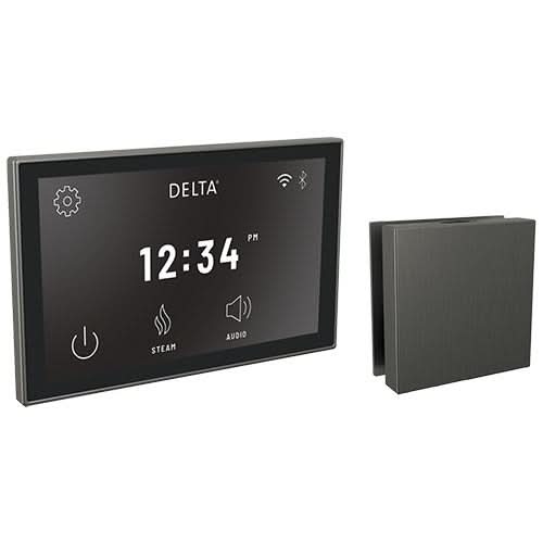 Delta Steam Shower Controls Delta SteamScape Deluxe Interface and Contemporary Square Steam Head