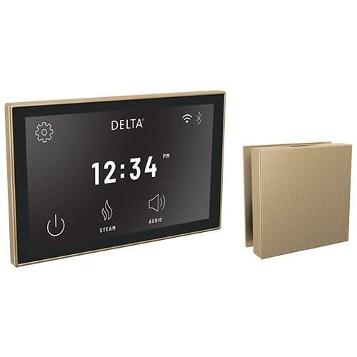 Delta Steam Shower Controls Delta SteamScape Deluxe Interface and Contemporary Square Steam Head