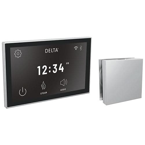 Delta Steam Shower Controls Delta SteamScape Deluxe Interface and Contemporary Square Steam Head