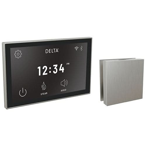 Delta Steam Shower Controls Delta SteamScape Deluxe Interface and Contemporary Square Steam Head