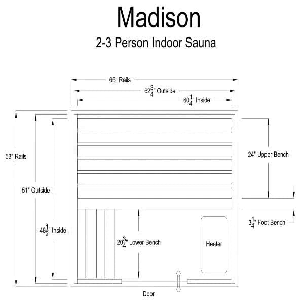 Almost Heaven Saunas Almost Heaven 2-3 Person Madison Indoor Sauna
