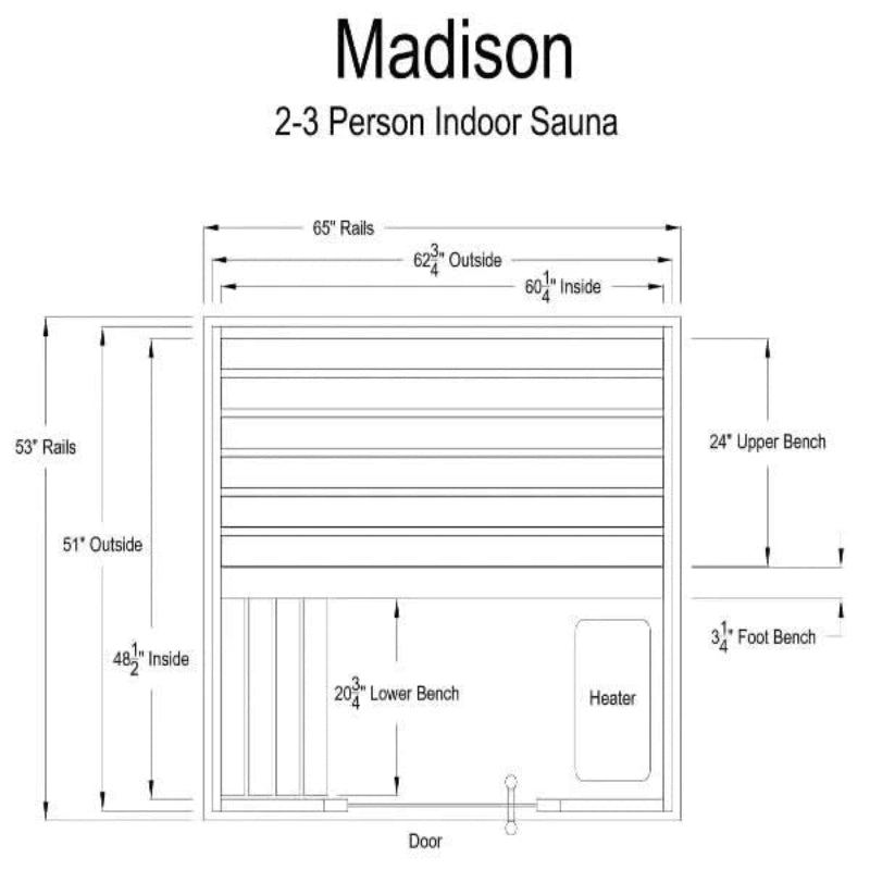 Almost Heaven Saunas Almost Heaven 2-3 Person Madison Indoor Sauna