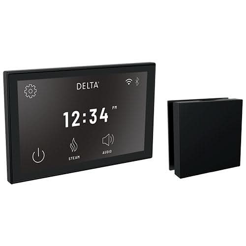 Delta Steam Shower Controls Delta SteamScape Deluxe Interface and Contemporary Square Steam Head