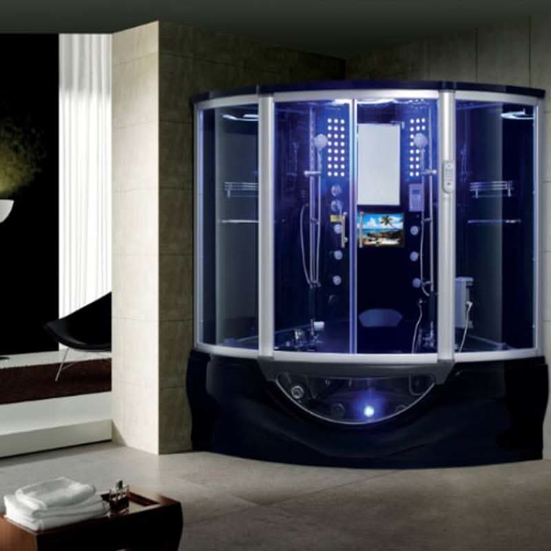 Maya Bath Showers Maya Bath The Superior Platinum Black 2-Person Freestanding Steam Shower