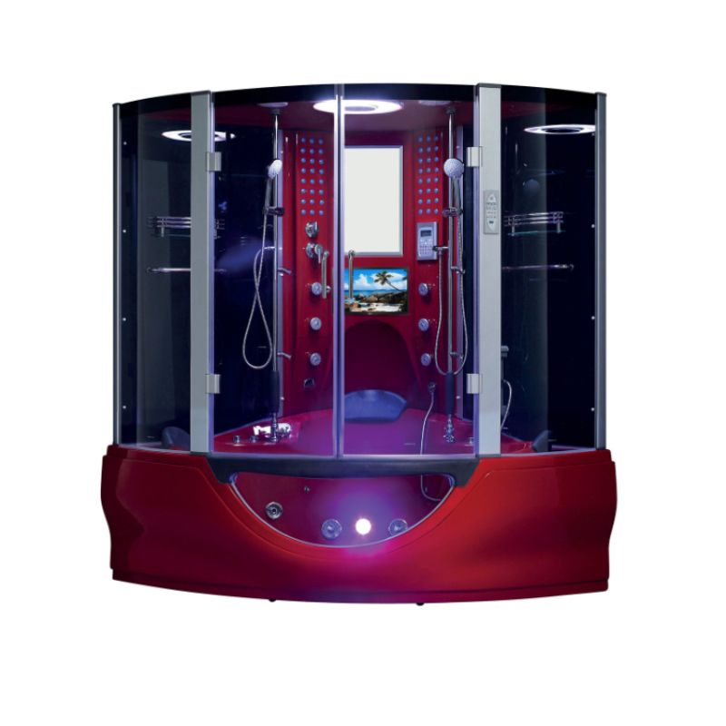 Maya Bath Showers Maya Bath The Superior Platinum Red 2-Person Freestanding Steam Shower