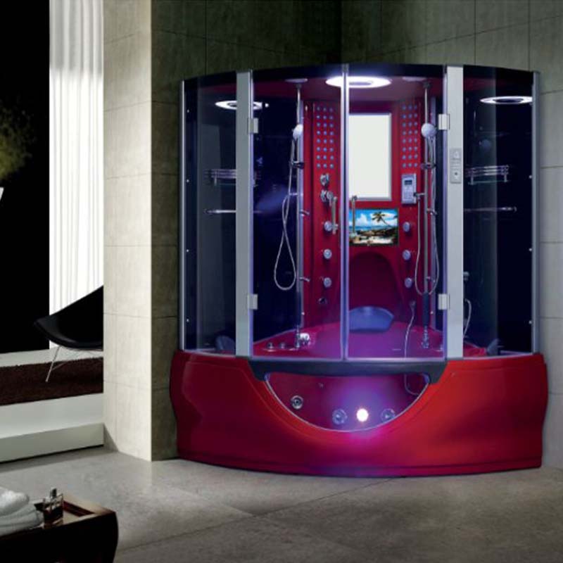 Maya Bath Showers Maya Bath The Superior Platinum Red 2-Person Freestanding Steam Shower